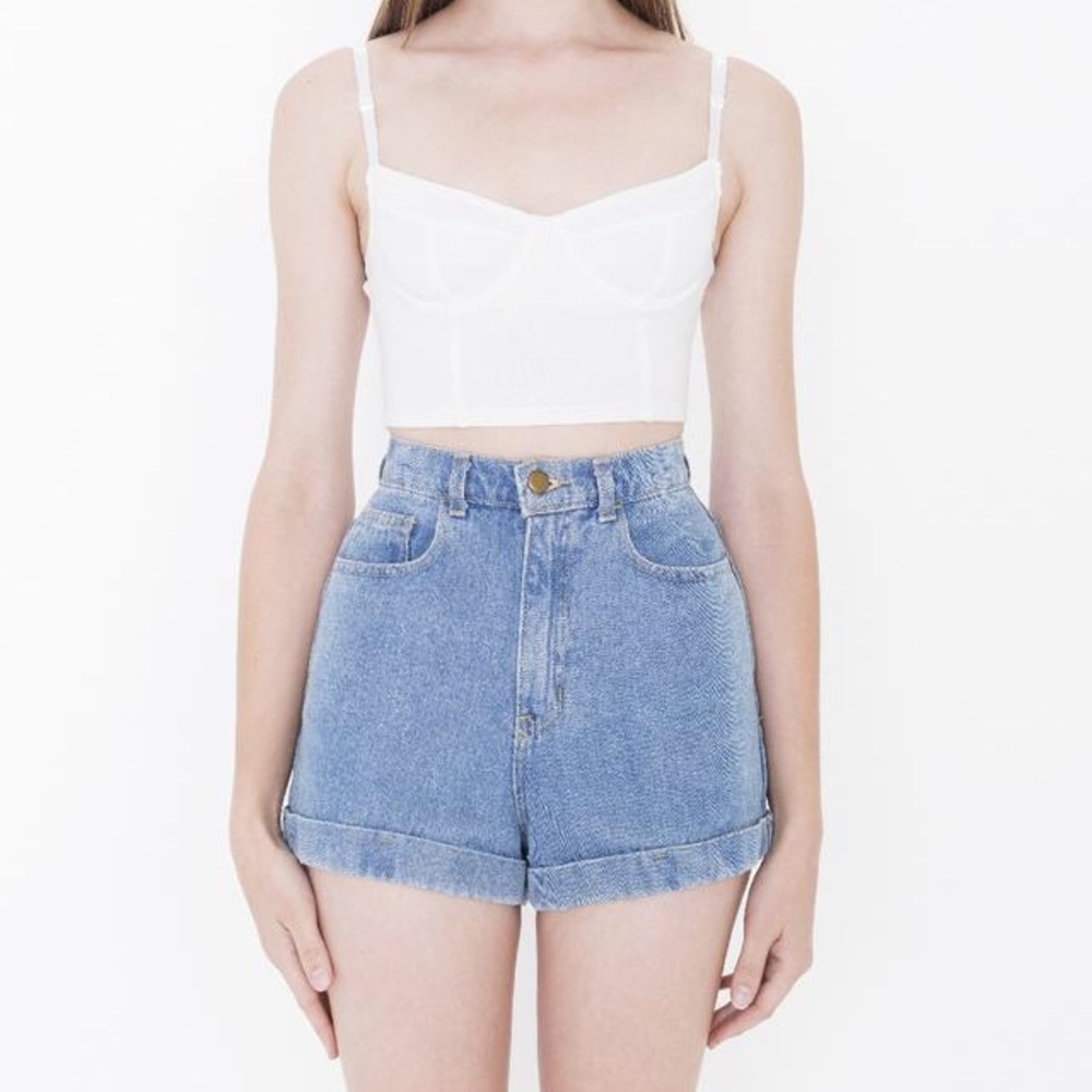 American Apparel Light Wash High Waist Denim Short
